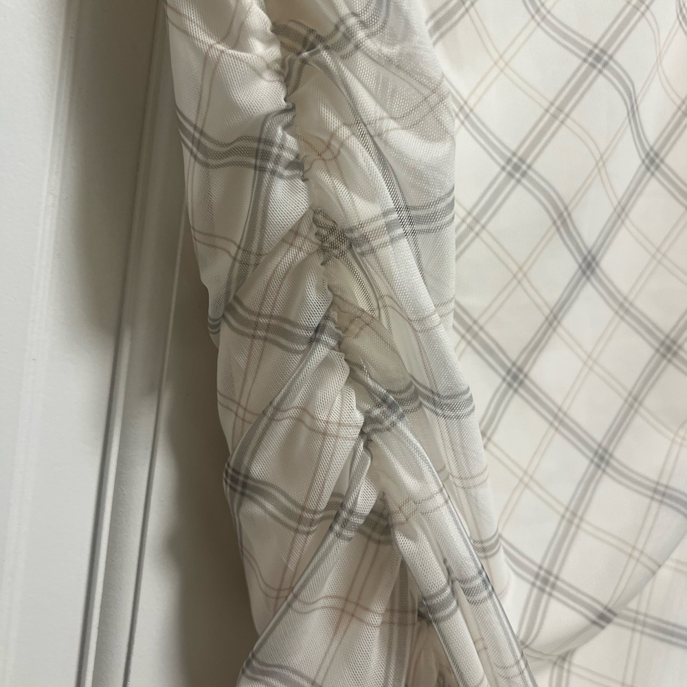 Abercrombie & Fitch White Mesh Plaid Mini Dress - Picture 6 of 6